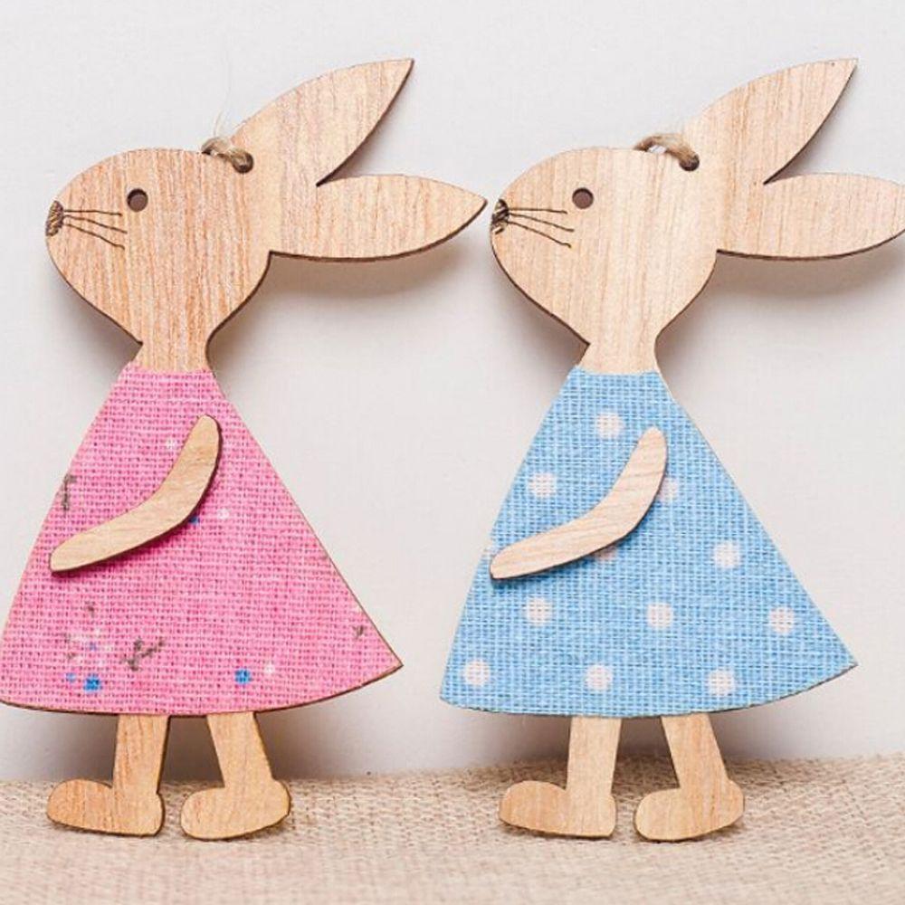 3PCS DIY Wooden Hanging Home Decorations Easter Rabbit Easter Ornaments Wood Crafts Cute Bunny