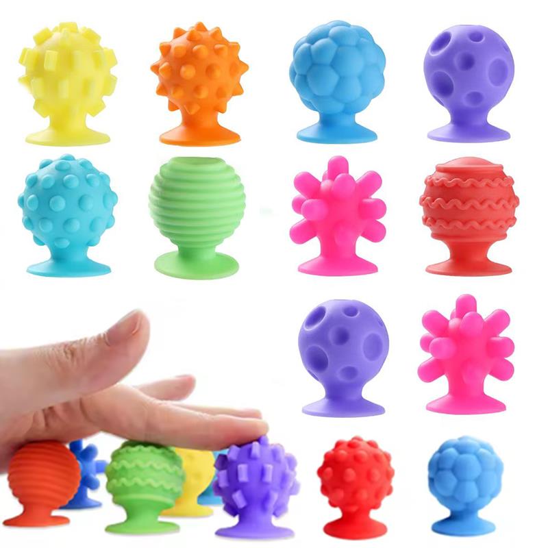 Toys 8PCS Textured Suction Cup Silicone Sensory Fidget for Adults ADHD Autism Anxiety Calm Down Stress Relief Gifts Kids