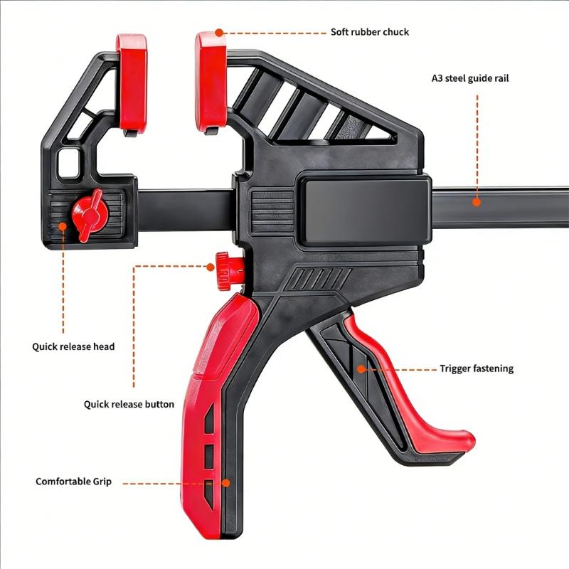 Heavy Type Woodworking Clamp Handed Ratchet Clip with Nonslip Rubber Grip for Professional Carpentry and Crafts Projects