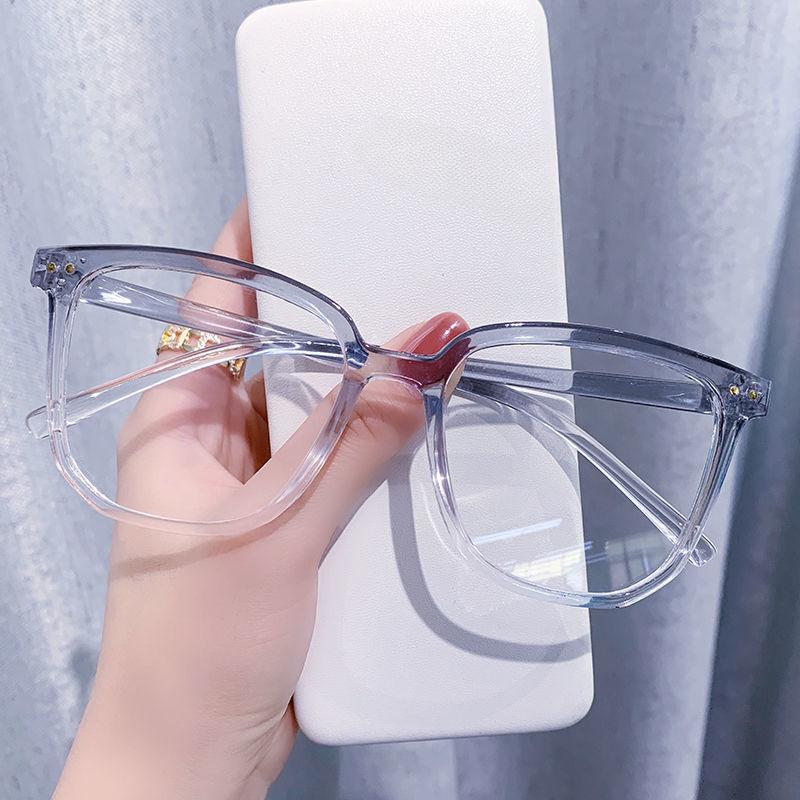 Fashionable and Trendy Large Frame Glasses, Ultra Light Gradient Color Anti Blue Light Frame Glasses, Flat Lens