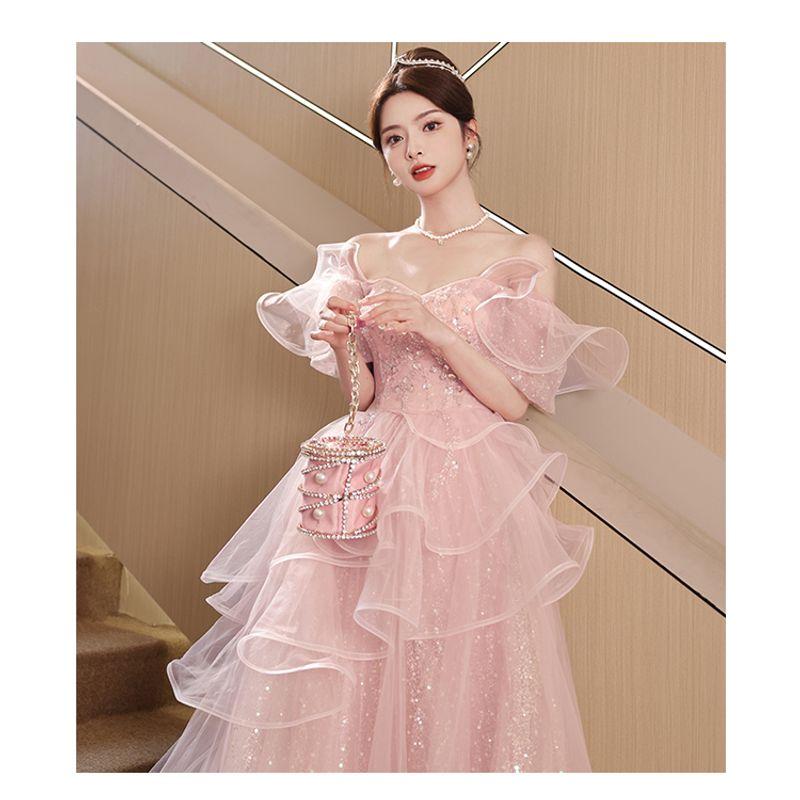 

Светская львица Нишевый стиль Ведущий Художественный Экзамен Розовое Помолвочное Вечернее Платье Pink M