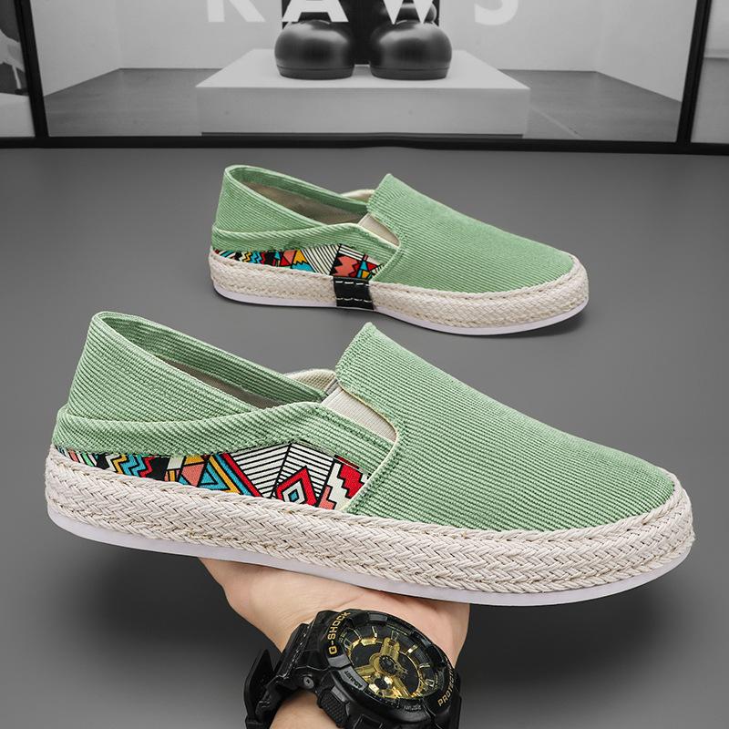 

Мужская парусиновая обувь, повседневные мужские кроссовки без шнуровки, удобные вулканизированные мужские туфли на плоской подошве, лоферы на плоской подошве, обувь для вождения Zapatos Hombre 2024 39 зелёный