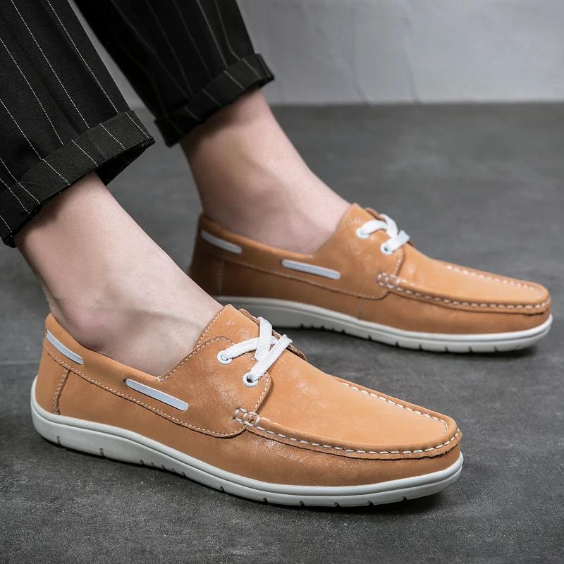 

Autumn New Men Loafers Lightweight Anti Slip Versatile Driving Casual Shoes for Work Daily Wear-resistant Fashion 38 хаки