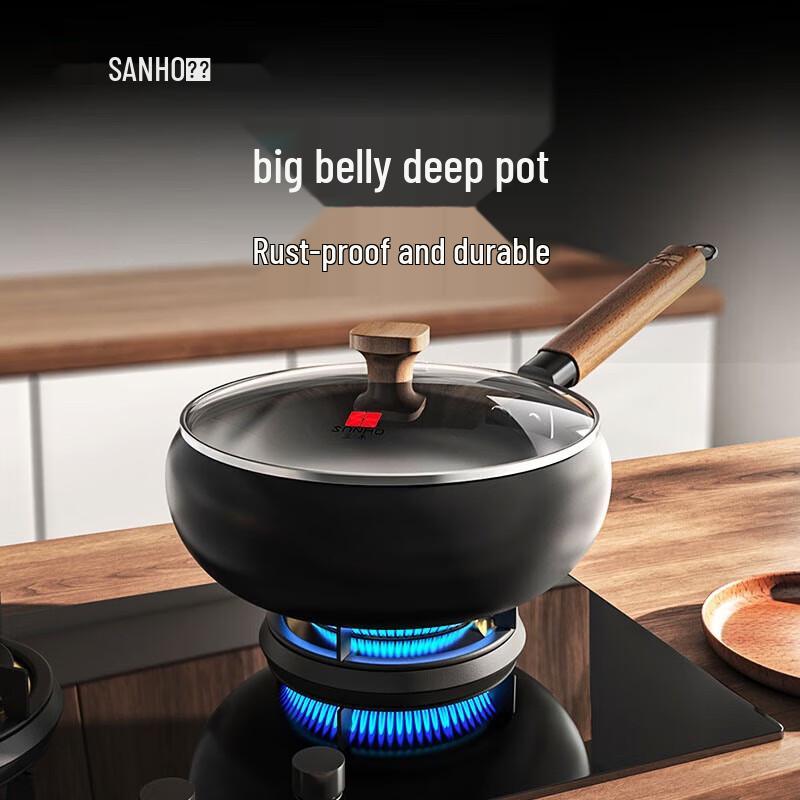 Sanhe 24cm Nitrided Rust-Resistant Iron Wok