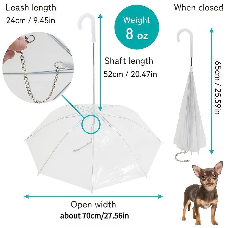 5pcs Transparent Umbrellas Leash for Small Dogs Pet Products Umbrella for Essential Accessory for Rainy Days Dog Walking