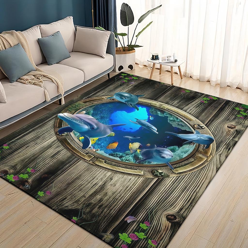 27 Style 3D Illusion Pattern Hallucination Underwater Dino Carpet Rug for Living Room Bedroom Home Sofa,kids Non-slip Floor Mat