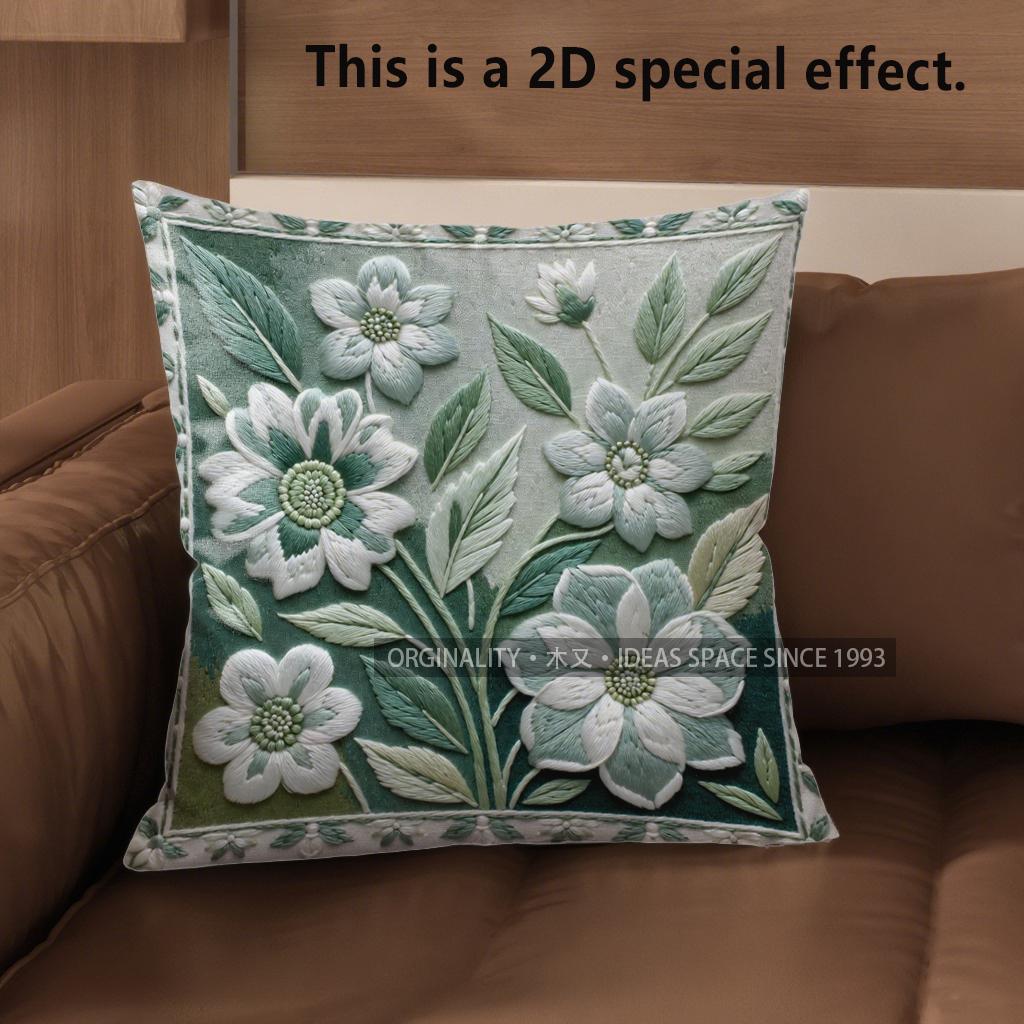2D Floral 3D Geprägtes Muster Kissenbezüge Muster Kissenbezug Geeignet für Sofa Schlafzimmer Auto Kissenbezug