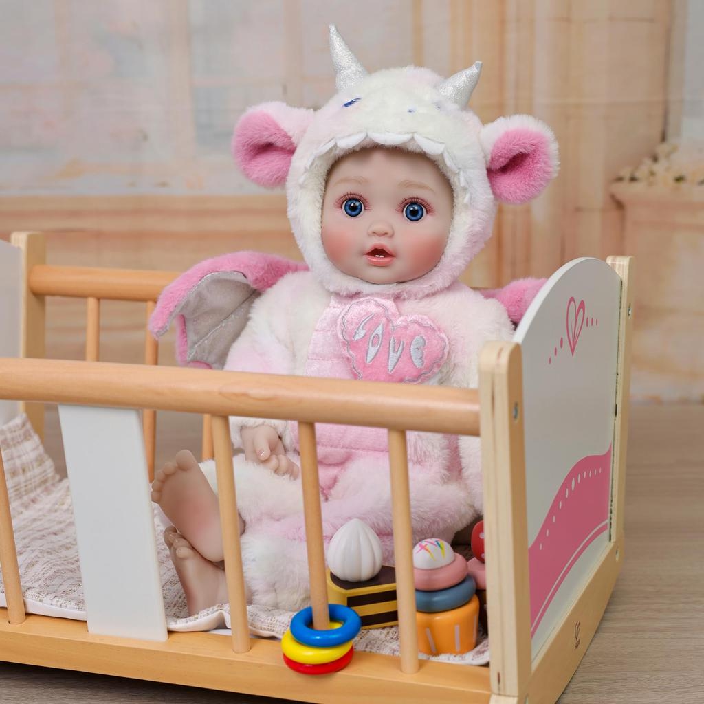 Cloveray Reborn Handgemachte Neugeborenen Realistische Baby Puppe mit Drachenstoff Vinylarme und Magnetischem Geburtstag Geschenk 18-Zoll Puppe, Puppe, Kleidung, Körper, Beine,