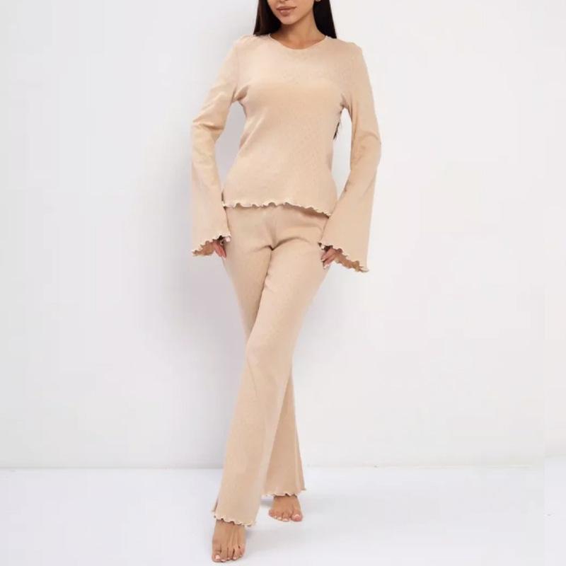 Europe, America, exquisite pajama set, knitted long-sleeved trousers, two-piece loungewear