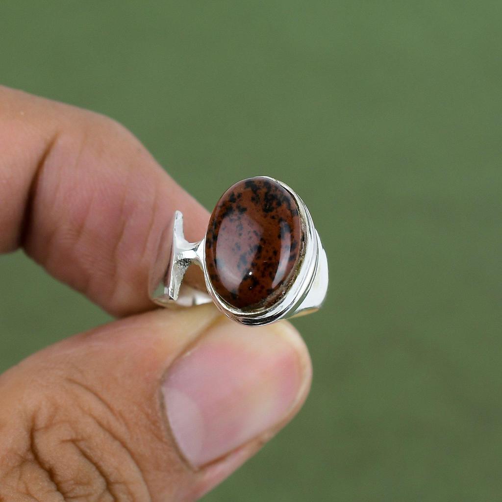 Mahogany Obsidian Ring 925 Sterling Silver Ring Latest Design Jewelry Dainty Gemstone Ring Handmade Jewelry For Gifts Available In Ring Size