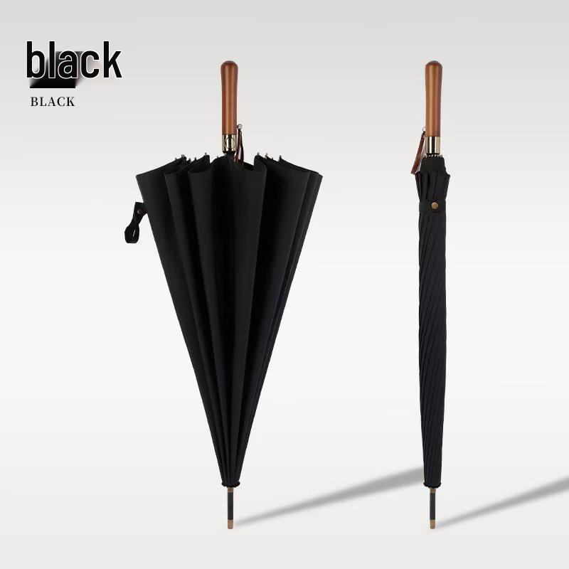 Automatic Wooden Handle Golf Umbrella: Long Handle, Double Person, Sun & Rain Protection, Men's Business Gift, Customizable Advertising.