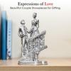 Romantisches Paar Silberfinish Liebesstatue | Treppendesign für Verlobung, Hochzeit Ideales Valentinstags- & Geburtstagsgeschenk