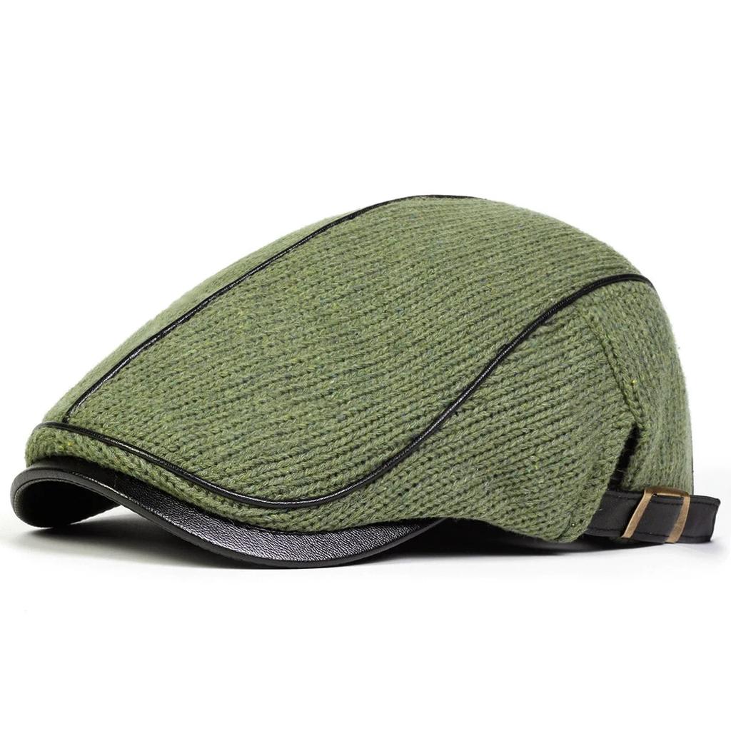 Men Autumn and Winter Warm Knitting Newsboy Caps British Painters Hats Side Buckle Adjustable Flat Cap Hip Hop Berets