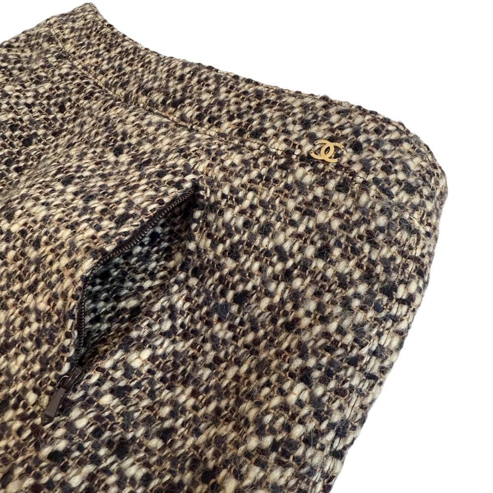 CHANEL COCO Mark wool skirt Brown wool Used