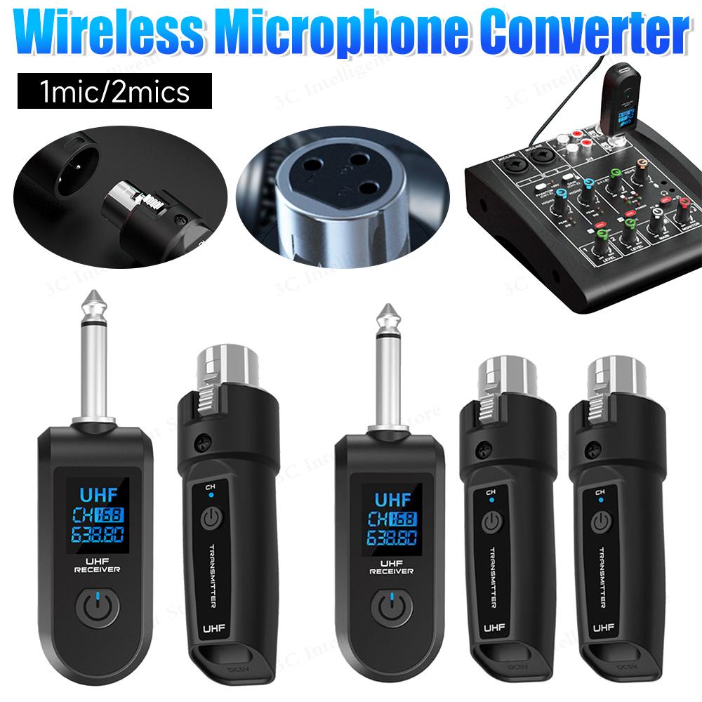 Wireless Microphone Converter Rechargeable XLR Transmitter and Receiver Microphones Wired To Wireless System for Wired Mic