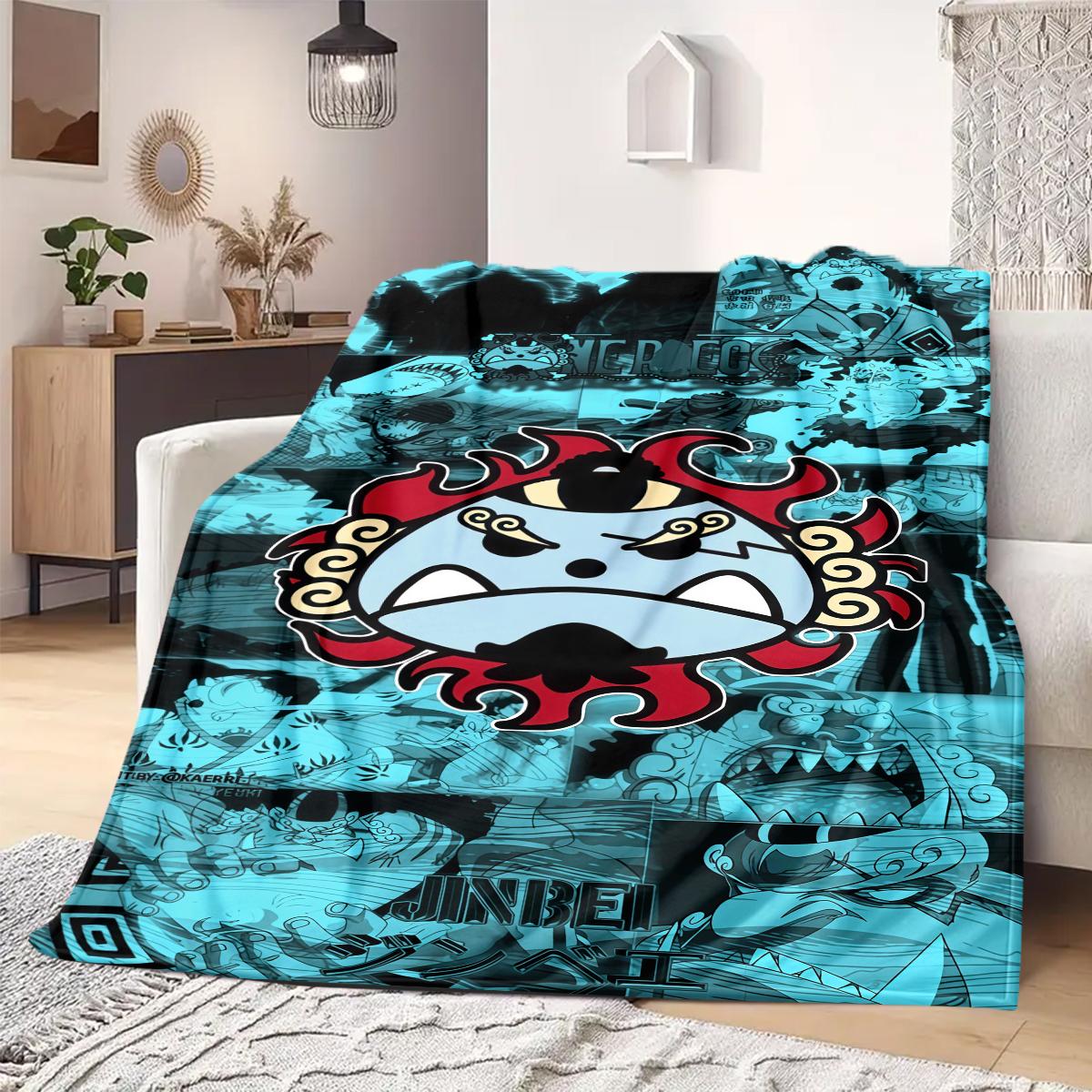 

ONE PIECE Straw Hat Pirates Print Blanket Warm Comfortable Flannel Blanket Suitable for Bedrooms,Sofas, Beds,Chairs -QIAO116 75x90cm