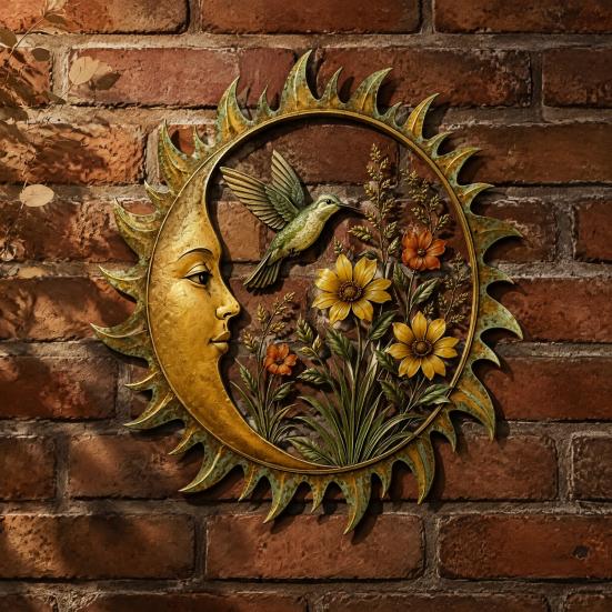 Sunshine Theme Wall Decor Garden Decoration, Dragonfly/Bee/Butterfly/Bird Decor, Acrylic Sun Shape Art for Patio Hanging Ornament Home Indoor Outdoor