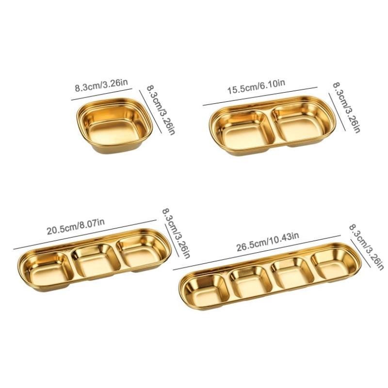 Koreanische Salatsaucen-Gerichte aus Edelstahl, Dip-Schüsseln, Gewürztablett, separate Essig-Snack-Teller, Küchengeschirr