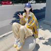 Women's 2026 Early Spring Retro Yellow Plaid Loose Shirt Jacket