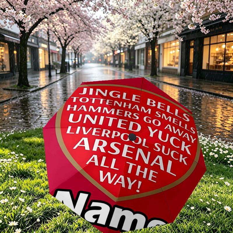 Custom Name Personalized football team Print Umbrella, Auto Open Close, 8‑Rib Sturdy Frame, Commute Camping Hiking Use, Birthday Gift