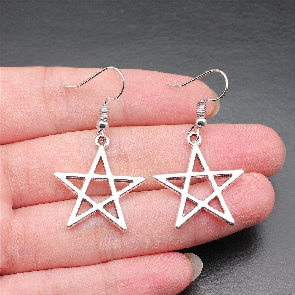 Bohemian Hot-Sale Star Moon Pentagram Circle Dangle Earrings Memorable Wedding Gift for Daily Style