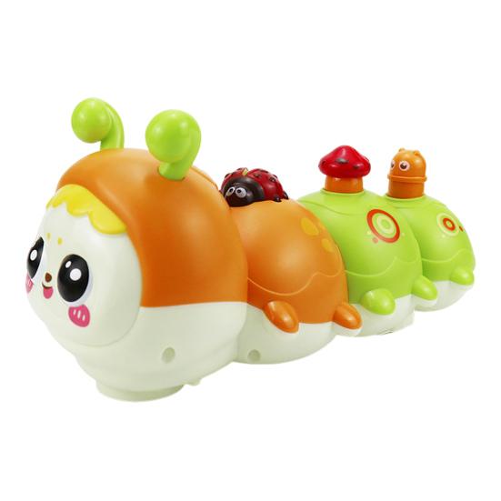 Electric Crawling Caterpillar Toy with Light Music Educational Baby Tummy Time Light-up Movable Eyes Cartoon Caterpillar Musical Toy Toddlers