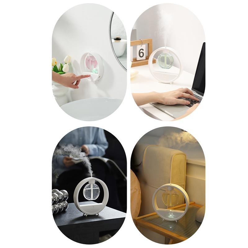 Cute Round Humidifier Aromatherapy Machine with LED Light Long-lasting Fragrance Aroma Diffuser Essential Oi Home Desktop Decor