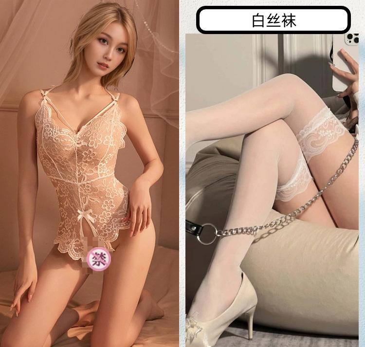 Sexy Lingerie Lace Onesie Women's Crotch Free Temptation Uniform Passion Clothes Sexy Fat Pajamas Pure Lust
