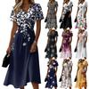 Ladies' Floral Casual Fashionable Short Sleeved V-neck Dress
