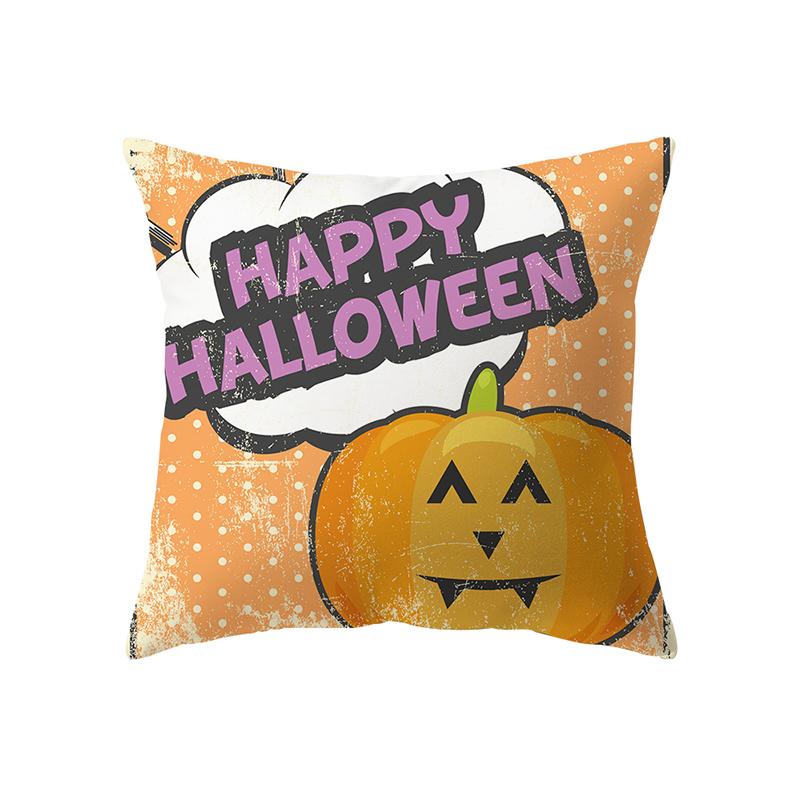 Halloween Theme Witch Pumpkin Print Pattern Cushion Cover Home Living Room Sofa Decoration Square Polyester Pillow Pillow Cover