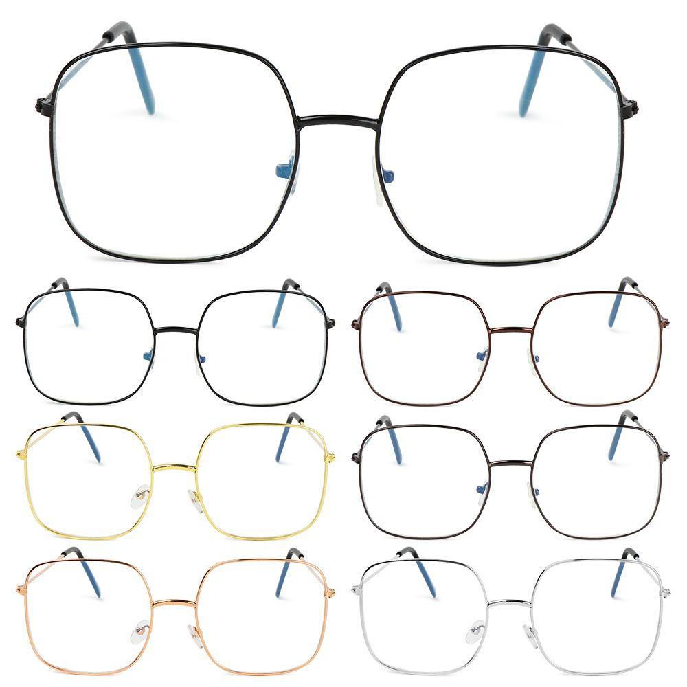 Protection Metal Frame Eyewear Anti Blue Light Glasses Vintage Square Glasses Oversized Eyeglasses