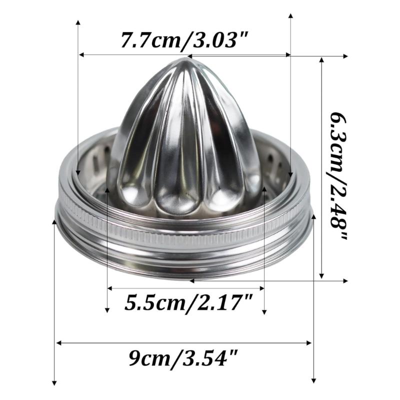 Stainless Steel Citrus Juicer Lid for 3.38inch Mason Jar Dishwasher Safe Manual Fruit Press with Ergonomic Handle