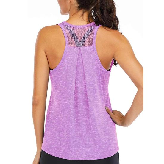 Femme Sportif Couleur Unie Col O Sans Manches Séchage Rapide Débardeur Dos Nageur Blouse Ample