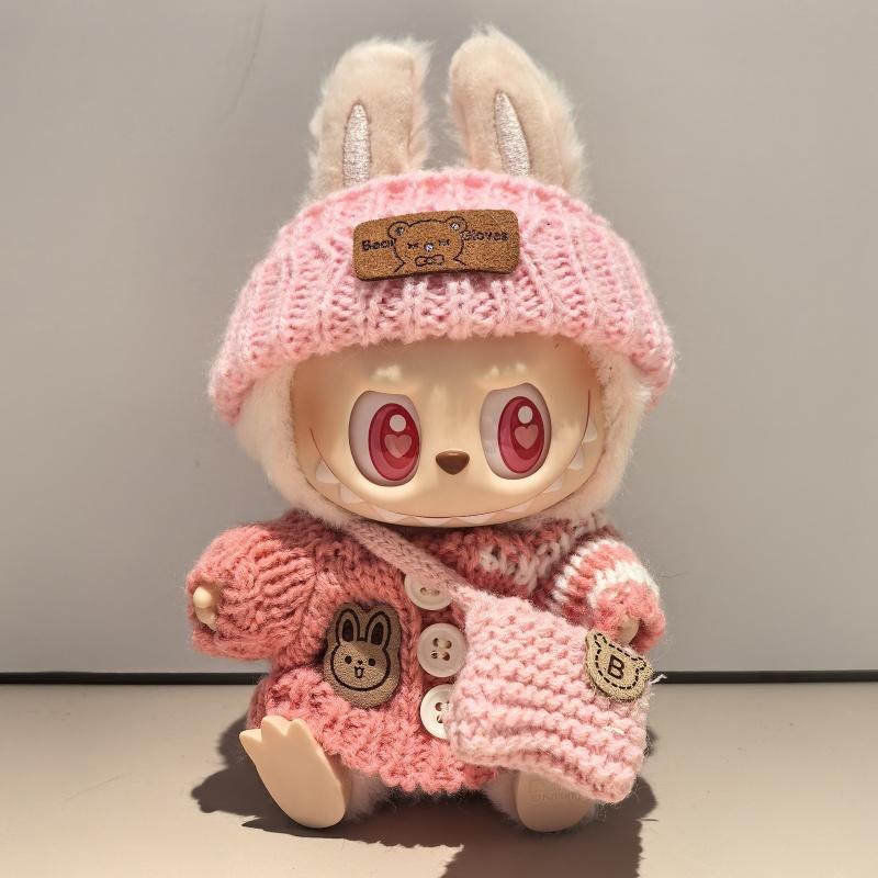 

Для 17 см Лабубу Одежда наряд Лабубу Сидящий Вечеринка Медведь Лейбл Шарф Шапка Аксессуары для кукол Милое украшение No doll