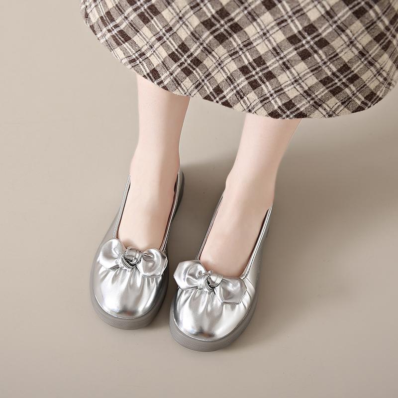 Fashion Women's Flat  2024 Summer New Fashion Round Toe Women's Shoes Casual Bow Tie Shoes Non-Slip Shallow Mouth Shoes Zapatos