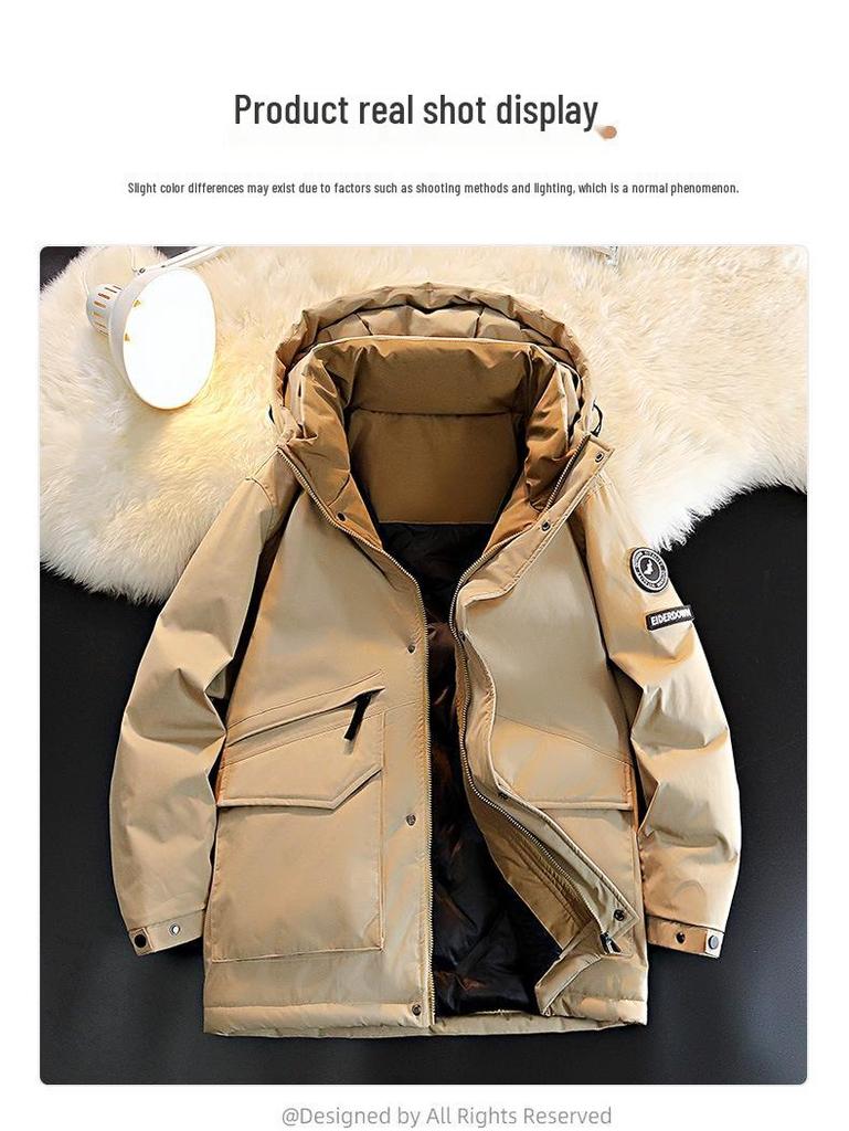 Men's Plus Size Hooded Padded Down Jacket - Fleece Lined, Thick, Warm, and Cold Resistant Winter Coat