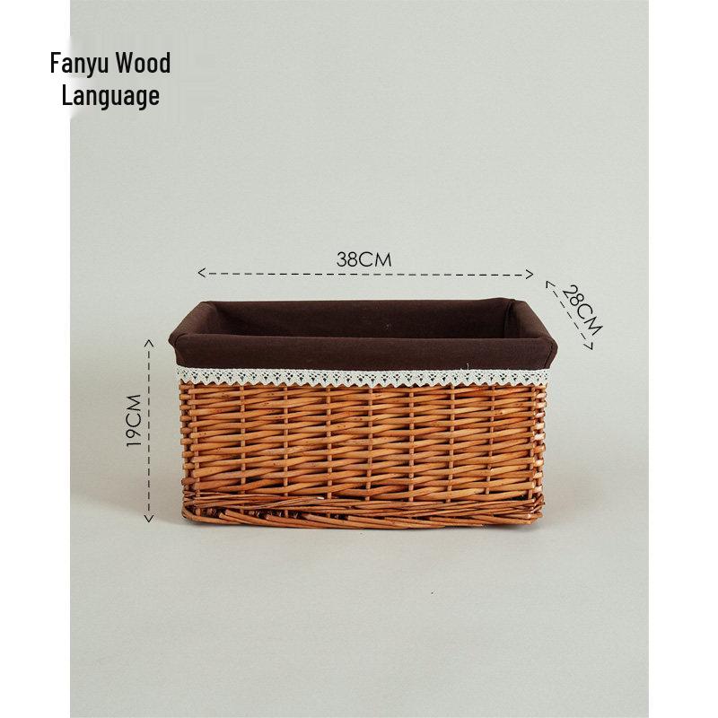 Woven Bamboo Fabric Storage Basket for Snacks and Sundries