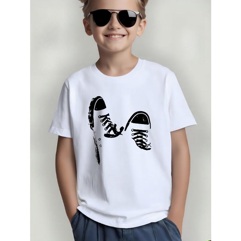 Kids Sneaker  Print Crewneck Summer Short Sleeve Tee 110 белый