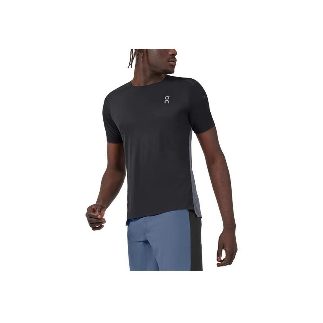 

Футболка для бега с коротким рукавом и круглым вырезом On Color Block High Performance, мужские топы, цвет черный, темно-серый 102.00289 S