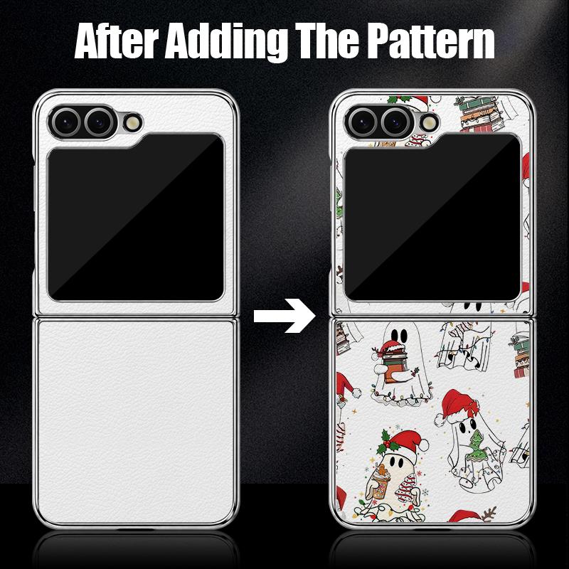 Christmas Ghost Halloween Case For Samsung Z Flip 8 7 FE 6 5 4 Luxury Plating Leather Skin Phone Cover For Galaxy Z Flip8 Flip7 Flip6 Flip5