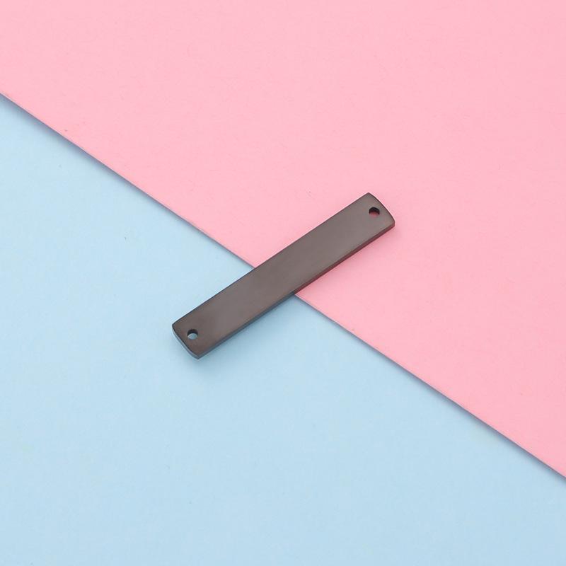 Rectangular Stainless Steel Double Hole Geometric Tag - Engravable, Glossy Finish, 1.5x6x35mm