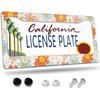 License Plate Frame,Floral Retro Daisys License Plate Frames Decorative Car Tag Frames Aluminum Metal License Plate Holder For US Canada Standard