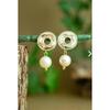 Special Design 18k Gold Plated Medallion Pearl Earrings - Handmade