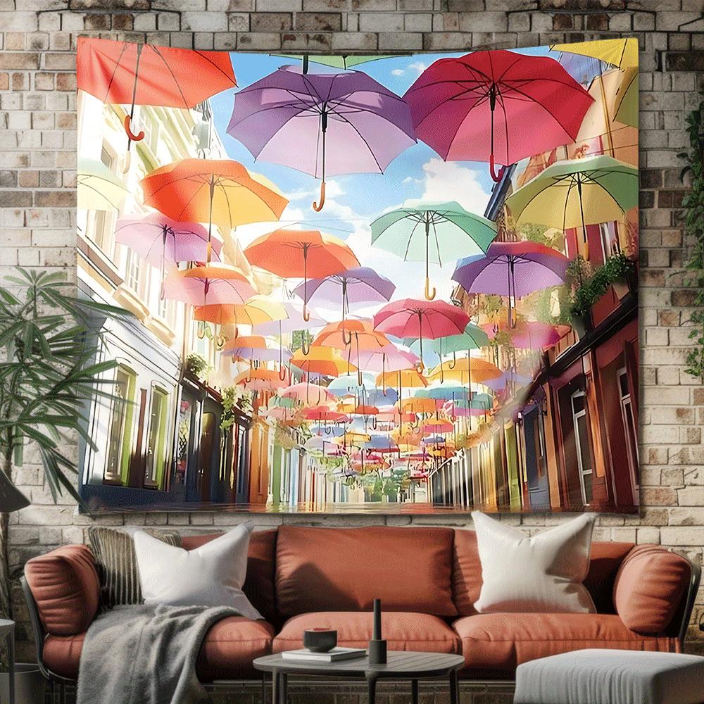 City Vibrant Umbrella Digital printing polyester wall tapestry suitable for use in living rooms bedrooms offices bars and party