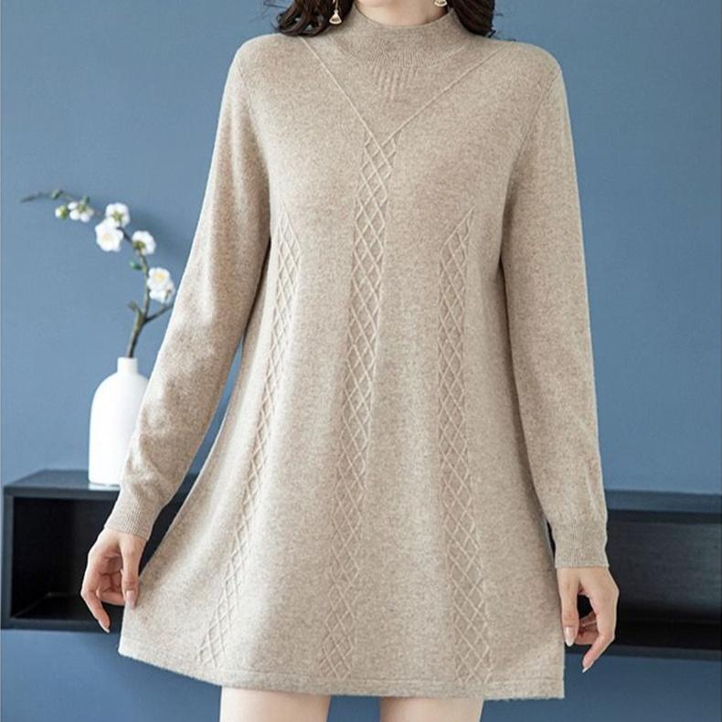 

Осень Зима Женский свитер Пуловер Корейский Свободный Длинный Рукав Трикотажный Свитер Средней Длины Нижние Свитера Женская Одежда Топы XL хаки