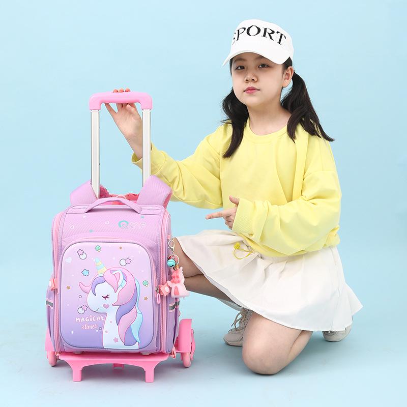 Capybara Unicorn Trolley School Bag for Girls - 2023, Detachable & Stair-Climbing