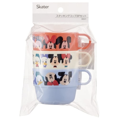 Skater Children's Stacking Cups, Set of 3, Disney Mickey Mouse Design, Made in Japan, KS31-A
