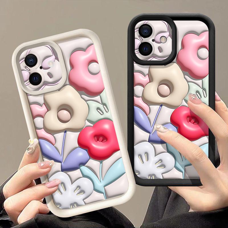 Blumenhülle für iPhone 16 Pro Max Stoßfeste TPU Weiche Silikonabdeckung Coque für iPhone 15 Pro Max 14 13 12 11 Handyhülle