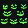 Glow in Dark Spooky Decor 2Pcs Halloween Glow-in-the-Dark Wall Stickers, Pumpkin & Ghost Face Decals for Indoor Ceiling Door Decor, Fluorescent