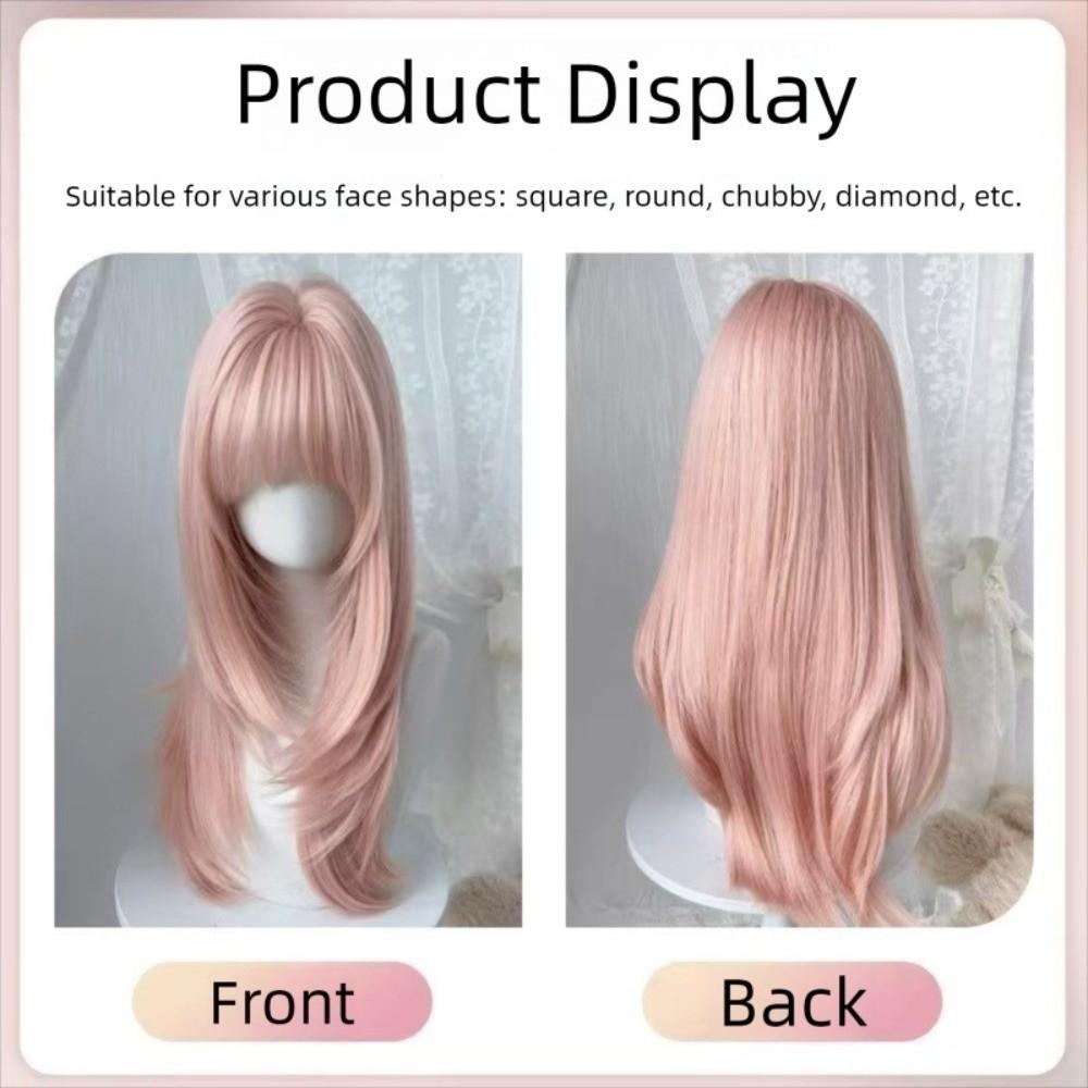 Harajuku Long Straight Synthetic Hair Lolita Halloween Cosplay Wig with Bangs for Women